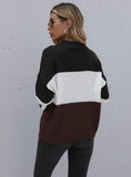 LOOSE COLOR MATCHING SWEATER ROUND NECK PULLOVER