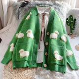 WINTER KNITTED FEMALE CARDIGAN LOOSE STREETWEAR