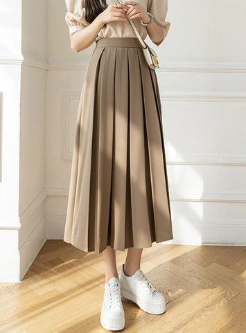 RETRO PLEATED DESIGN ELASTIC HIGH WAIST SKIRT