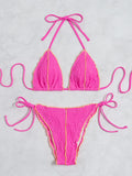 PLEATS SOLID COLOR SEXY BIKINI