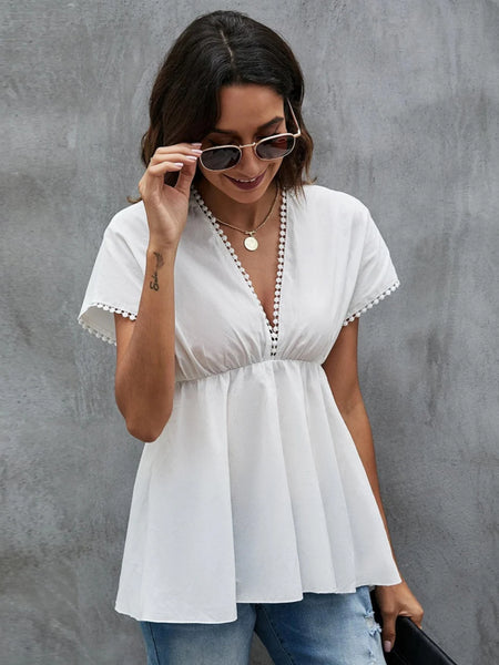 SHORT-SLEEVED SOLID WHITE LOOSE T-SHIRT