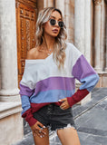 AUTUMN AND WINTER STRIPED CONTRAST SWEATER