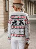 KNITTED ROUND NECK CONTRAST CHRISTMAS SWEATER
