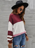 LOOSE ROUND NECK STRIPED PULLOVER
