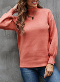 SOLID COLOR TURTLENECK LANTERN SLEEVE SWEATER