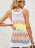 KNITTED OPENWORK HALTER TOP LOOSE STITCHING VEST