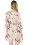 PRINT SHORT MINI DRESS RUFFLE SLEEVE CHIFFON DRESSES