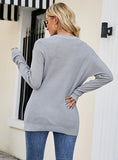 SOLID COLOR ROUND NECK LINKED SLIM SWEATER