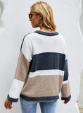 ROUND NECK COLOR MATCHING PULLOVER LONG SLEEVE SWEATER
