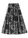 HIGH WAIST SLIM MEDIUM LENGTH PRINTED SKIRT