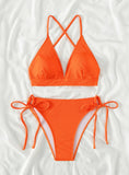 WOMEN HALTER LACE UP SWIMSUIT