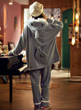 CORAL VELVET TWO-PIECE SUIT ELEPHANT HOODED
