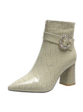 WOMEN'S SIDE ZIPPER THICK POINTED MARTIN BOOTS