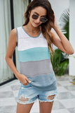 CONTRAST HOLLOW SLEEVELESS V-NECK VEST
