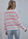 WOMEN PINK TURTLENECK STRIPED SWEATER