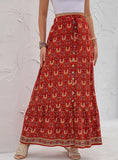 HIGH WAIST PRINT BUTTON-DOWN SPLIT SKIRT