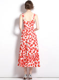 WOMEN SLIM STRAPS PRINT DRESS