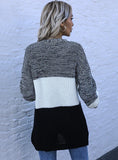 CONTRAST STITCHING CARDIGAN V-NECK SWEATER