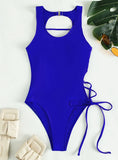 SEXY HOLLOW LACE UP ONE PIECE BIKINI