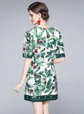 RETRO PRINTED SQUARE COLLAR LOOSE DRESS