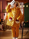 THICK WARM CORAL FLEECE TWO-PIECE SUIT YELLOW PIKACHU