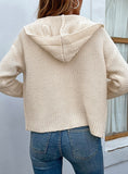 SOLID COLOR HOODED TWIST SWEATER CARDIGAN COAT