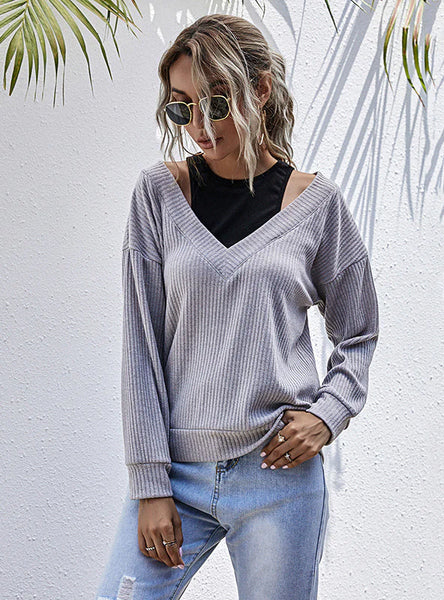WOMEN TWO FAKE PULLOVERS TOP