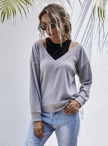 WOMEN TWO FAKE PULLOVERS TOP