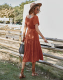 ROUND NECK SOLID COLOR BIG SWING DRESS