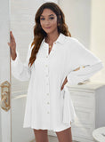 SINGLE-BREASTED COTTON BUTTON SHIRT DRESS
