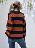STRIPED PULLOVER BUTTON SWEATER