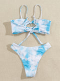 TIE-DYED PRINTED SPLIT BIKINI