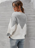 LOOSE COLOR MATCHING ROUND NECK SWEATER