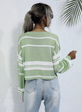ROUND NECK STRIPED BASE KNITTED SWEATER