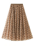 MOSAIC FLOCKING BOW GAUZE SKIRT