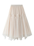 MESH PLEATED IRREGULAR SKIRT