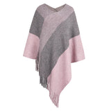 CONTRAST CLOAK SHAWL SWEATER COAT