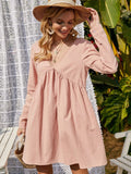 LOOSE CASUAL V-NECK LONG SLEEVE DRESS