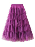 WOMEN YARN SPLICING CAKE SKIRT