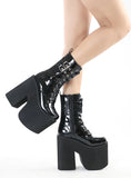 MARTIN BOOTS BLACK PATENT LEATHER HIGH BOOTS