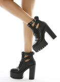 RIVET THICK BOTTOM THICK HIGH HEEL BOOTS