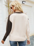 COLOR MATCHING CREW NECK STRIPED SWEATER