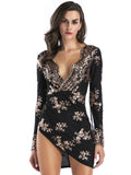 V-NECK IRREGULAR LONG SLEEVE SEQUINED DRESS