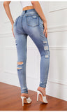 HOLES SLIM BODY ELASTIC PENCIL PANTS JEAN