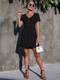 V-NECK BIG SWING SHORT SLEEVE DRESS