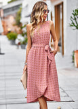 JACQUARD SLEEVELESS VEST LONG DRESS