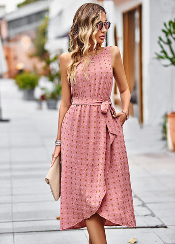 JACQUARD SLEEVELESS VEST LONG DRESS