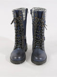 ROUND-TOE KNITTED WOOL TOP MARTIN BOOTS