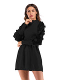 YARN SPLICING LONG SLEEVE DRESS