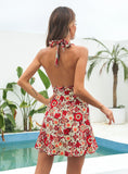 NECK V-NECK CHIFFON BEACH DRESS